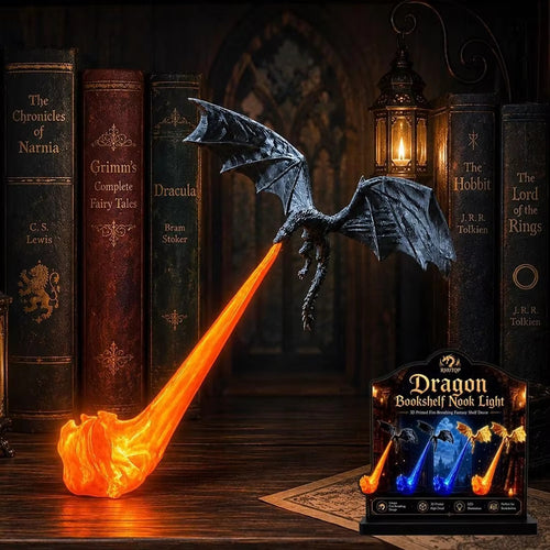 3D printed fire breathing dragon bookshelf light shelf decor