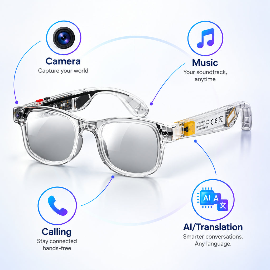 AI smart camera sunglasses with Bluetooth