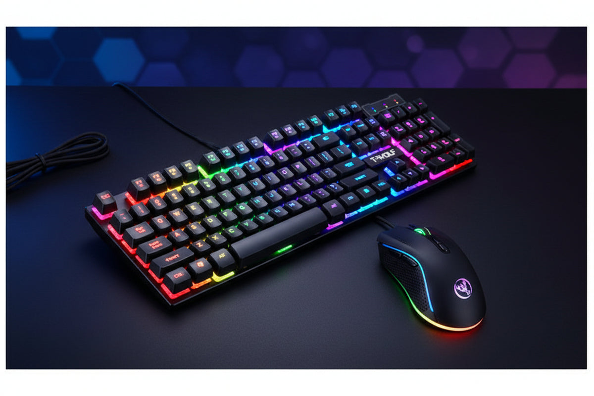 Gaming computer keyboard with mouse