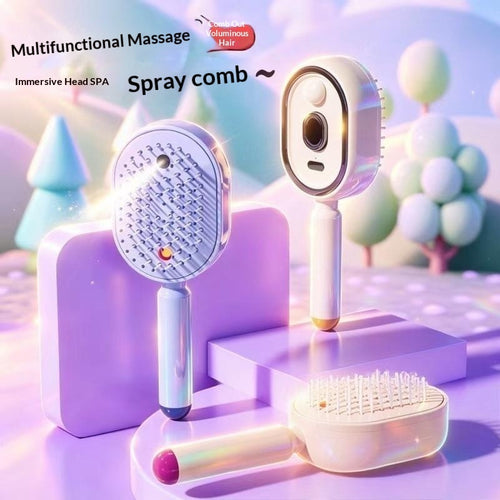 Electric airbag massage comb with mist spray for anti-tangle hair styling