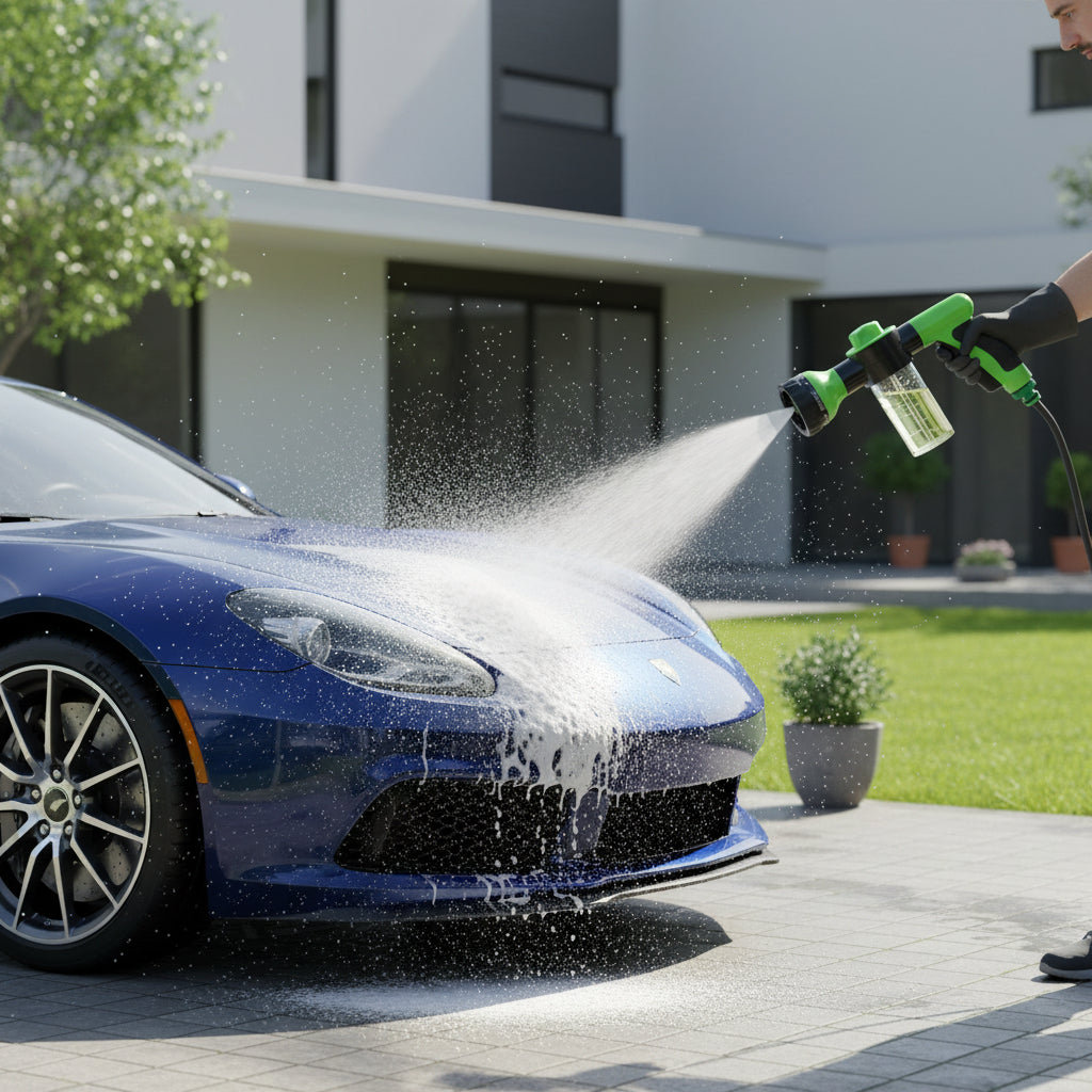 High pressure car wash water gun with foam spray cleaning design