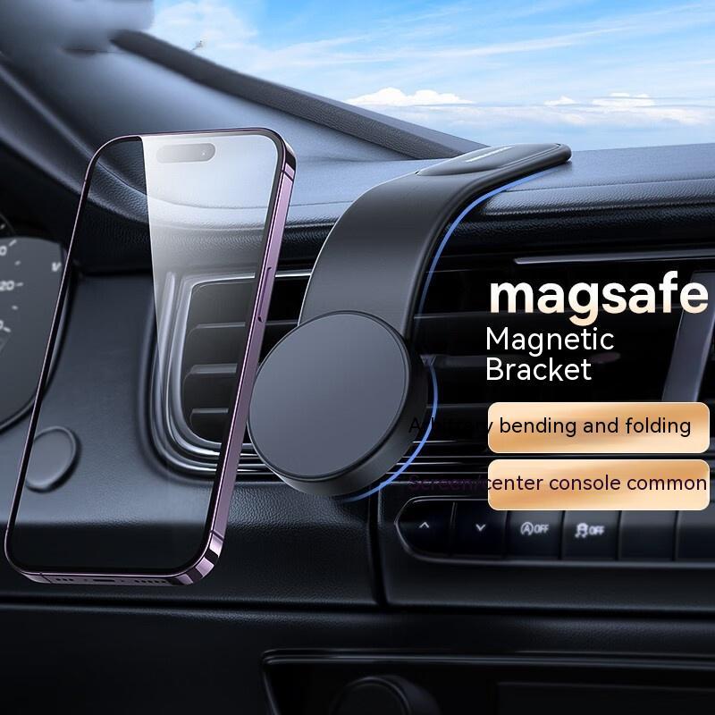 Magnetic car phone holder with 15W wireless charger and bendable dash mount