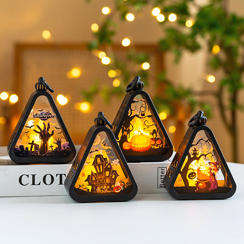 Portable Halloween pumpkin lantern for desktop and seasonal home decoration